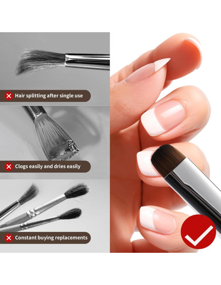 Pincel de Uñas Acrílico GSWOI F16 para Puntas Francesas Pincel de Uñas Acrílico GSWOI F16 para Puntas Francesas