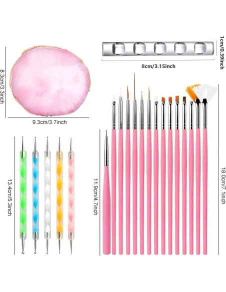 Juego de herramientas para arte de uñas HomTop 22 piezas Juego de herramientas para arte de uñas HomTop 22 piezas