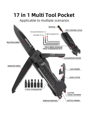 Cuchillo Multiherramienta GIRIAITUS 17 en 1 Acero Inoxidable