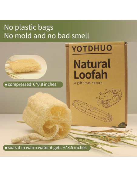 Esponjas de Lufa Natural Exfoliantes YOTDHUO Paquete de 4 Esponjas de Lufa Natural Exfoliantes YOTDHUO Paquete de 4