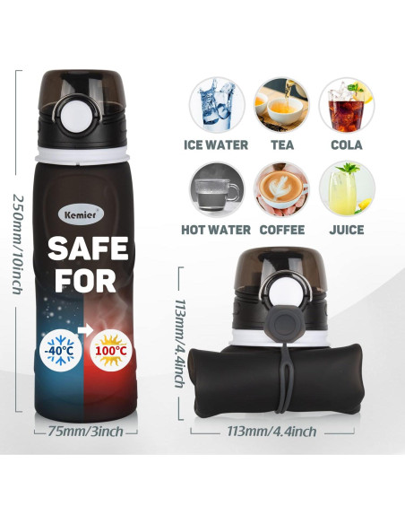 Botella de Agua Plegable Kemier S5-Pro 750ml Libre BPA Botella de Agua Plegable Kemier S5-Pro 750ml Libre BPA