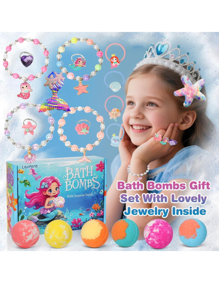 Bombas de Baño para Niñas Lisotera - 12 Piezas con Joyería Bombas de Baño para Niñas Lisotera - 12 Piezas con Joyería