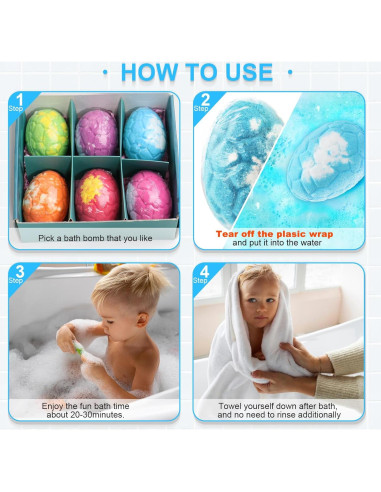 Set de 6 Bombas de Baño con Juguetes Dinosaurio Zeewoo