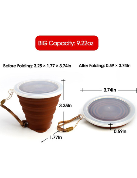 Taza de Viaje Plegable ME.FAN - Silicona 270ml - 4 Colores Taza de Viaje Plegable ME.FAN - Silicona 270ml - 4 Colores