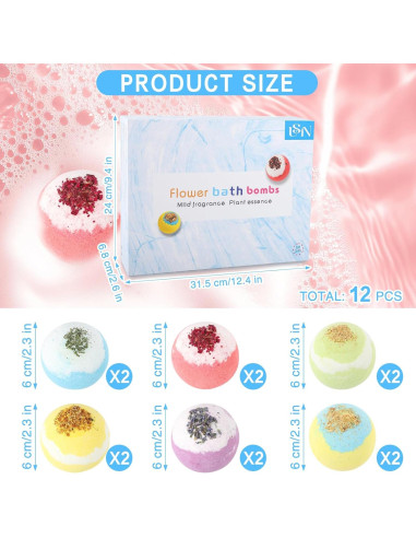 Set de 12 Bombas de Baño Naturales USIN - 100g cada una