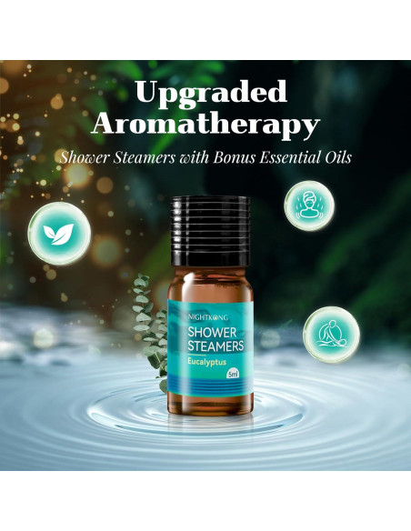 Vapor de Ducha Eucalipto y Menta NightKong - 8 Paquetes + 5ml Aceite Esencial Vapor de Ducha Eucalipto y Menta NightKong - 8 Paquetes + 5ml Aceite Esencial