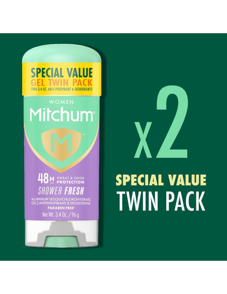 Antitranspirante Gel Mitchum Mujeres 96g x2 - 48h Protección Antitranspirante Gel Mitchum Mujeres 96g x2 - 48h Protección