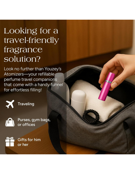 Atomizadores de Perfume YOUZEY 6 Piezas Recargables Rosa Fucsia Atomizadores de Perfume YOUZEY 6 Piezas Recargables Rosa Fucsia