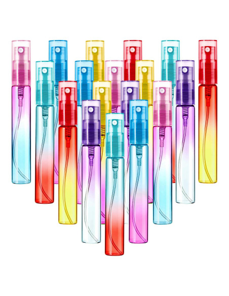 18 Mini Botellas de Spray de Vidrio 8 ml Patelai - Colores Gradientes 18 Mini Botellas de Spray de Vidrio 8 ml Patelai - Colores Gradientes