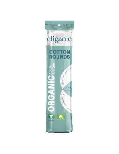 Rondas de Algodón Orgánico Cliganic 100 Unidades Hipoalergénicas