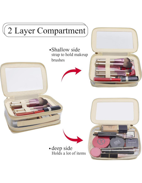 Bolsa de Maquillaje Transparente Doble Capa DIYOOHOMY 22.9x16x8.9cm Bolsa de Maquillaje Transparente Doble Capa DIYOOHOMY 22.9x16x8.9cm