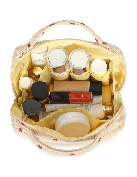 Bolsa de Maquillaje Bluboon Corduroy Fresa Beige 22x17x8cm Bolsa de Maquillaje Bluboon Corduroy Fresa Beige 22x17x8cm