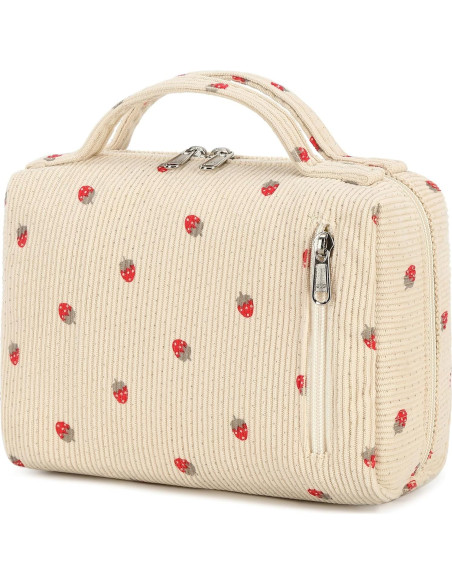 Bolsa de Maquillaje Bluboon Corduroy Fresa Beige 22x17x8cm Bolsa de Maquillaje Bluboon Corduroy Fresa Beige 22x17x8cm