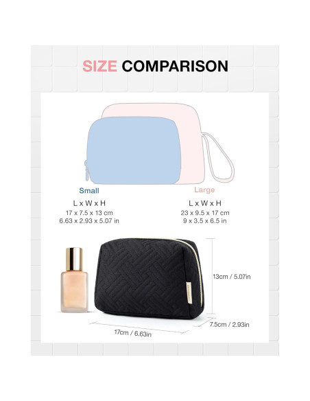 Bolsa de Maquillaje Pequeña BAGSMART Negra Resistente al Agua Bolsa de Maquillaje Pequeña BAGSMART Negra Resistente al Agua