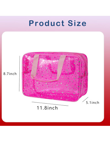 Bolsa Cosmética Grande PVC Transparente con Estrella 30x13x22cm
