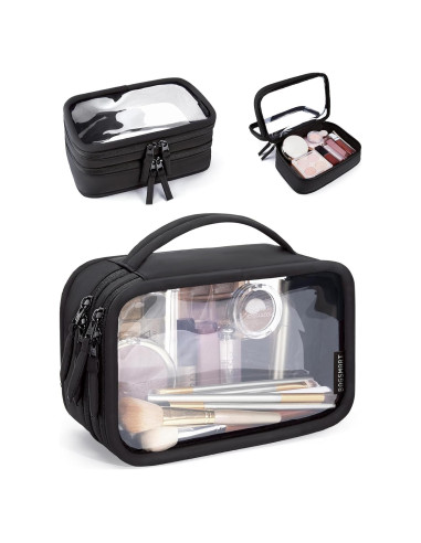 Bolsa de Maquillaje Transparente BAGSMART 22.5x15x11cm Doble Capa