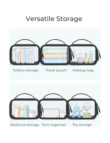 Bolsa de Maquillaje Transparente BAGSMART 22.5x15x11cm Doble Capa