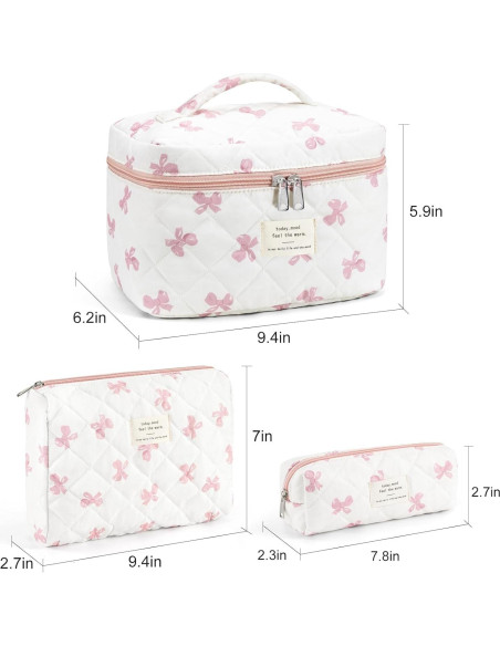 Bolsa de Maquillaje Acolchada UUYUUY 3PCS Algodón Floral Bolsa de Maquillaje Acolchada UUYUUY 3PCS Algodón Floral