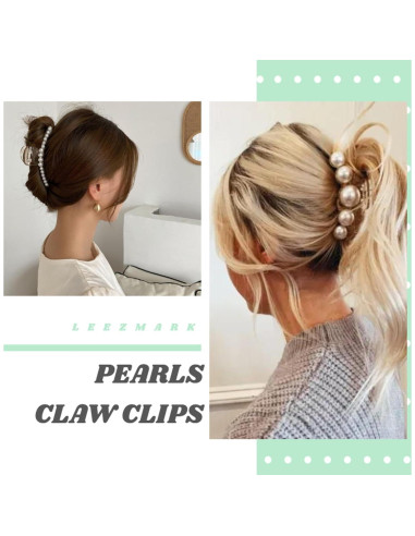 Pinzas para el cabello Leezmark Pearl - 6 Piezas Grandes