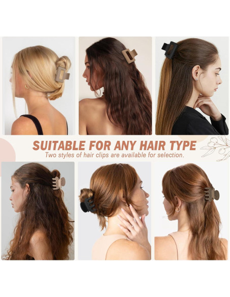 Set de 8 Clips de Garra Mate Auseibeely para Cabello Fino Set de 8 Clips de Garra Mate Auseibeely para Cabello Fino