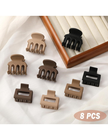 Set de 8 Clips de Garra Mate Auseibeely para Cabello Fino Set de 8 Clips de Garra Mate Auseibeely para Cabello Fino