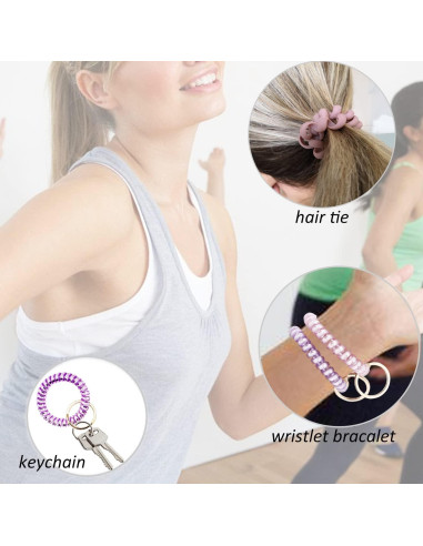 Paquete de 6 Pulseras de Llave Espiral BIHRTC - Colores Vivos