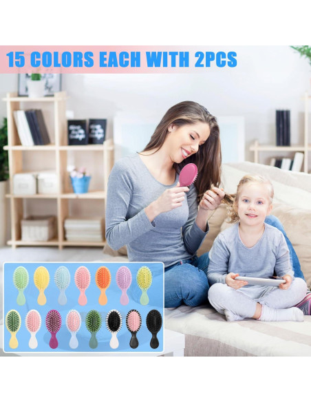 30 Mini Cepillos de Viaje Lawei para Cabello - 15 Colores 30 Mini Cepillos de Viaje Lawei para Cabello - 15 Colores