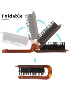 Cepillo de cabello plegable Sliverdew, 2 piezas, viaje, cerdas de jabalí 2