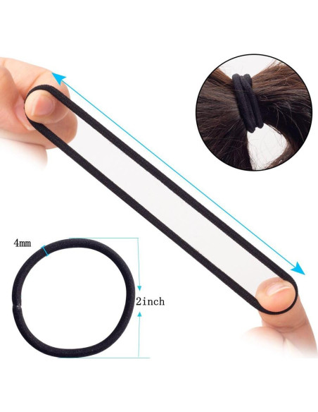 100 Gomas de Pelo Negras Sderoq 4mm para Cabello Grueso 100 Gomas de Pelo Negras Sderoq 4mm para Cabello Grueso