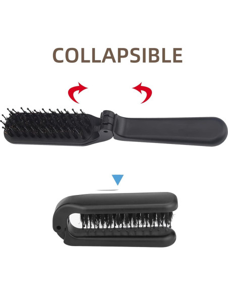 Cepillo de Pelo Plegable Ycfish de Cerdas de Jabalí - Compacto Cepillo de Pelo Plegable Ycfish de Cerdas de Jabalí - Compacto