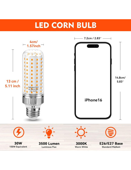 Bombillas LED 30W FanNicoo 3500LM 3000K E26/E27 (3 Pzs) Bombillas LED 30W FanNicoo 3500LM 3000K E26/E27 (3 Pzs)