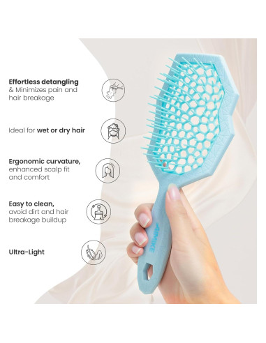 Cepillo Desenredante AIMIKE Glacier para Cabello Rizado Azul