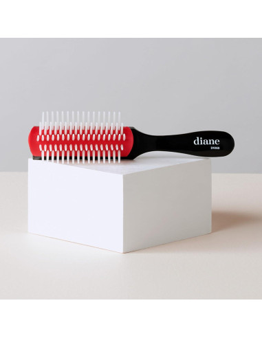 Cepillo Mini Desenredante Diane Pro Negro/Rojo 18cm Antiestático