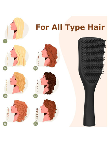 Cepillo Desenredante SHINLEA Negro para Cabello Húmedo y Seco