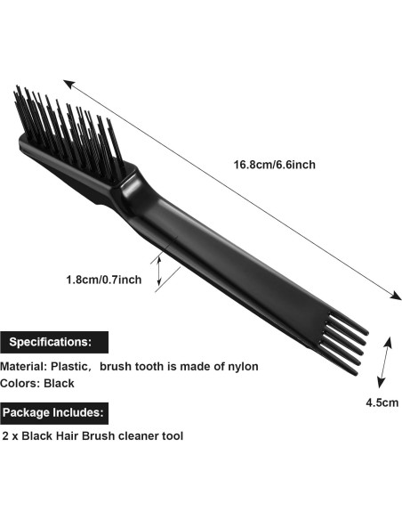 Limpiador de Cepillos para Cabello Yaomiao 2 Pcs Negro 16.8 cm Limpiador de Cepillos para Cabello Yaomiao 2 Pcs Negro 16.8 cm