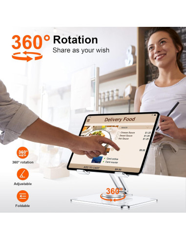 Soporte de Tableta CreaDream Acrílico 360 Ajustable Claro