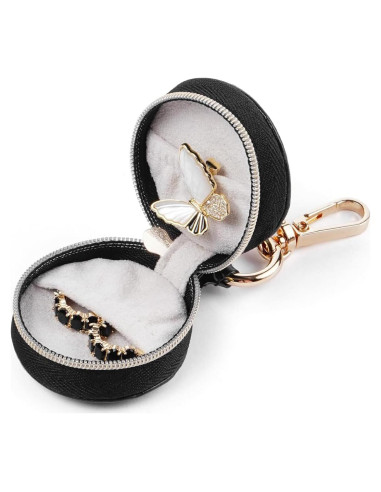 Estuche de viaje para joyas CASEGRACE, llavero negro, 8x5x3 cm