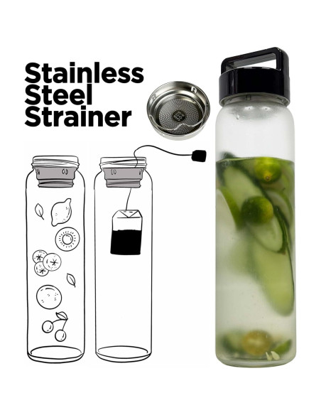 Botella de Agua de Vidrio 0.95L Aecotea con Infusor Botella de Agua de Vidrio 0.95L Aecotea con Infusor