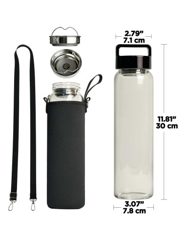 Botella de Agua de Vidrio 0.95L Aecotea con Infusor