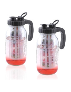 Jarra de Mason de Vidrio 1.81L GMJYAN con Infusor - 2 Piezas