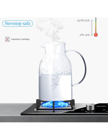 Jarra de vidrio borosilicato Vekonn 2L con tapa y cepillo