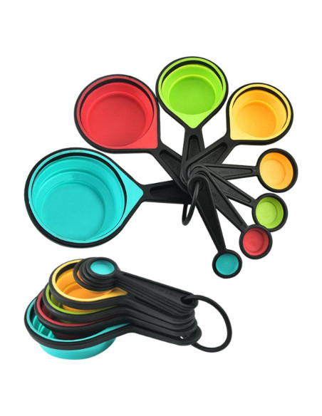 Juego de 8 Tazas y Cucharas Medidoras Silicona VUFVOID Juego de 8 Tazas y Cucharas Medidoras Silicona VUFVOID
