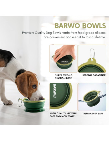 Cuenco Plegable para Perro BARWO Verde Bosque 350mL Antideslizante