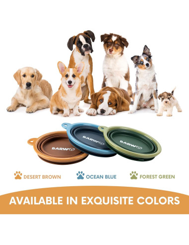 Cuenco Plegable para Perro BARWO Verde Bosque 350mL Antideslizante