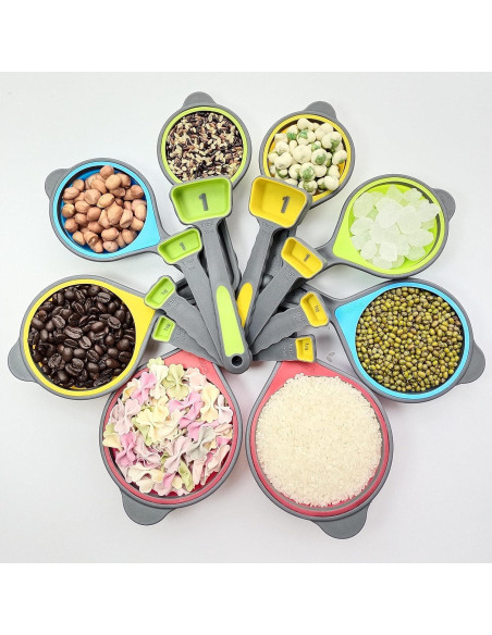 Juego de Tazas y Cucharas Medidoras Plegables Hotsyang 16 Pcs Juego de Tazas y Cucharas Medidoras Plegables Hotsyang 16 Pcs