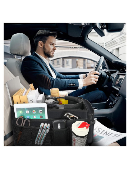 Organizador de Asiento de Coche Ldex Negro Plegable con Bolsillos Organizador de Asiento de Coche Ldex Negro Plegable con Bolsillos