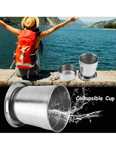 Taza Colapsable Jerliflyer 250ml Acero Inoxidable Portátil
