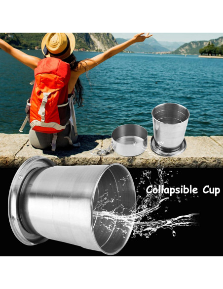 Taza Colapsable Jerliflyer 250ml Acero Inoxidable Portátil Taza Colapsable Jerliflyer 250ml Acero Inoxidable Portátil