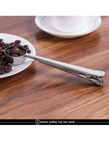 Cucharada 2-en-1 Acero Inoxidable Direct Coffee Tea con Clip