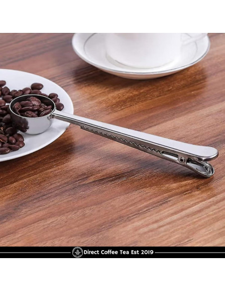 Cucharada 2-en-1 Acero Inoxidable Direct Coffee Tea con Clip Cucharada 2-en-1 Acero Inoxidable Direct Coffee Tea con Clip